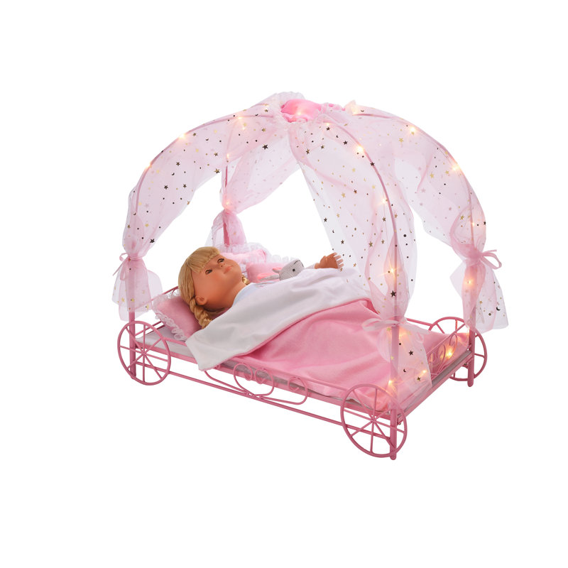 Badger Basket Royal Carriage Doll Bed with Canopy Bedding and LED Lights Wayfair